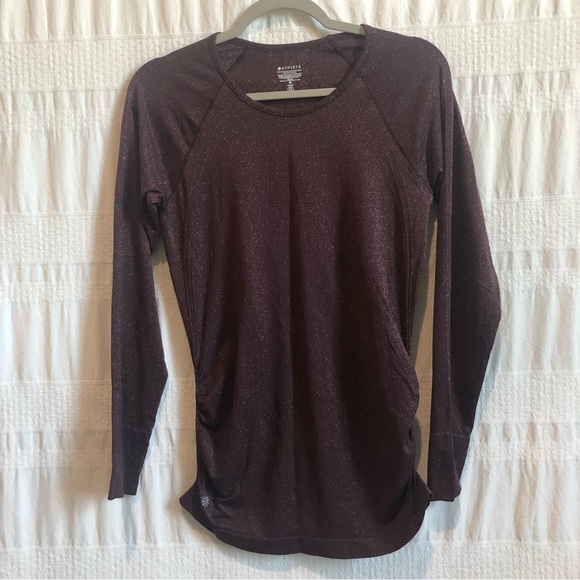 Athleta metallic long sleeve performance top, wine, like new - Picture 5 of 5